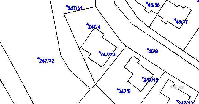 Parcela st. 247/20 v KÚ Holany, Katastrální mapa