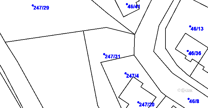 Parcela st. 247/31 v KÚ Holany, Katastrální mapa