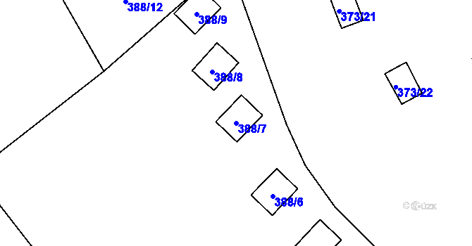 Parcela st. 388/7 v KÚ Holany, Katastrální mapa
