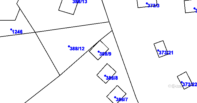 Parcela st. 388/9 v KÚ Holany, Katastrální mapa