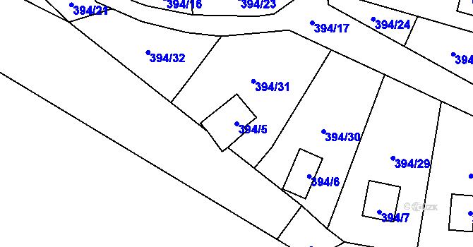 Parcela st. 394/5 v KÚ Holany, Katastrální mapa