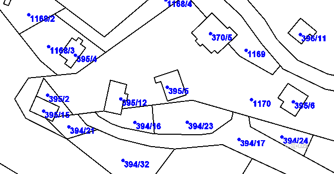 Parcela st. 395/5 v KÚ Holany, Katastrální mapa