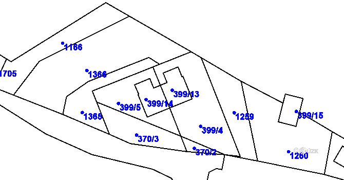 Parcela st. 399/13 v KÚ Holany, Katastrální mapa
