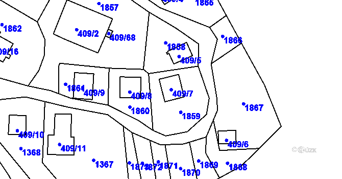 Parcela st. 409/7 v KÚ Holany, Katastrální mapa