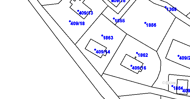 Parcela st. 409/14 v KÚ Holany, Katastrální mapa