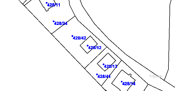 Parcela st. 428/12 v KÚ Holany, Katastrální mapa