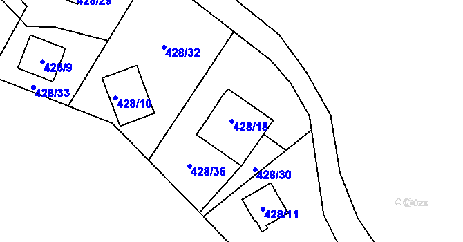 Parcela st. 428/18 v KÚ Holany, Katastrální mapa