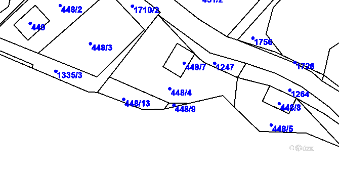 Parcela st. 448/4 v KÚ Holany, Katastrální mapa