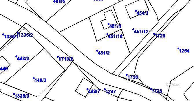 Parcela st. 451/2 v KÚ Holany, Katastrální mapa