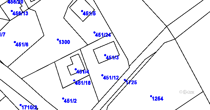 Parcela st. 451/3 v KÚ Holany, Katastrální mapa