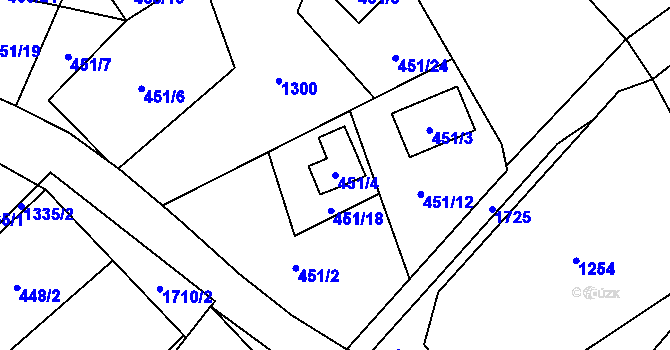 Parcela st. 451/4 v KÚ Holany, Katastrální mapa