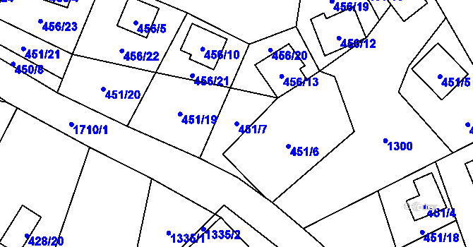 Parcela st. 451/7 v KÚ Holany, Katastrální mapa