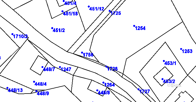 Parcela st. 451/10 v KÚ Holany, Katastrální mapa