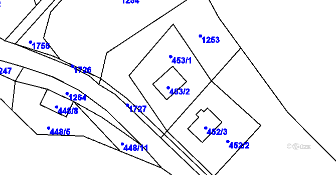 Parcela st. 453/2 v KÚ Holany, Katastrální mapa