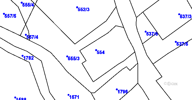 Parcela st. 554 v KÚ Holany, Katastrální mapa