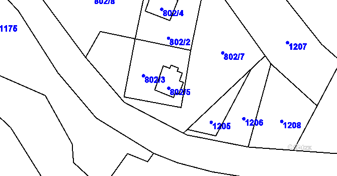 Parcela st. 802/5 v KÚ Holany, Katastrální mapa