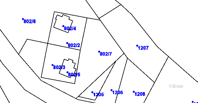 Parcela st. 802/7 v KÚ Holany, Katastrální mapa
