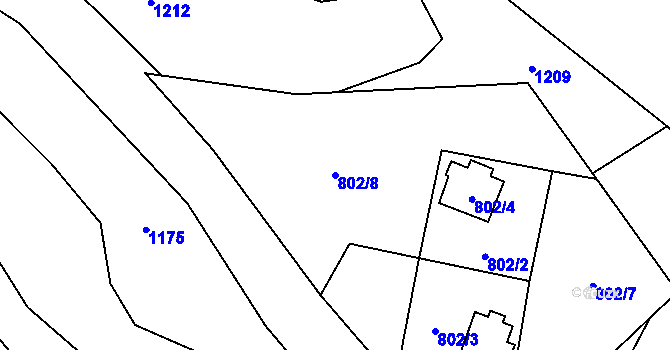 Parcela st. 802/8 v KÚ Holany, Katastrální mapa