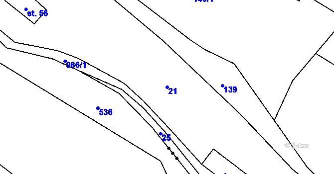 Parcela st. 21 v KÚ Loubí pod Vlhoštěm, Katastrální mapa