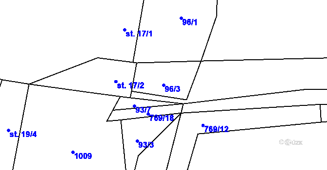 Parcela st. 96/3 v KÚ Loubí pod Vlhoštěm, Katastrální mapa