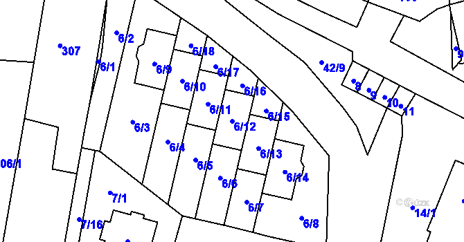 Parcela st. 6/12 v KÚ Holasice, Katastrální mapa