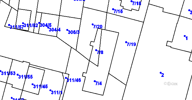 Parcela st. 7/8 v KÚ Holasice, Katastrální mapa