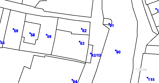 Parcela st. 63 v KÚ Holasice, Katastrální mapa