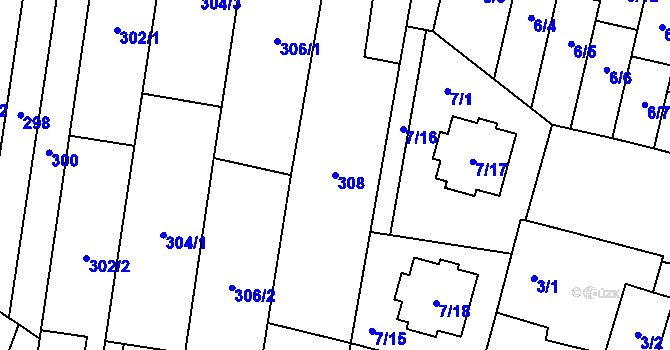 Parcela st. 308 v KÚ Holasice, Katastrální mapa