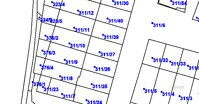 Parcela st. 311/27 v KÚ Holasice, Katastrální mapa