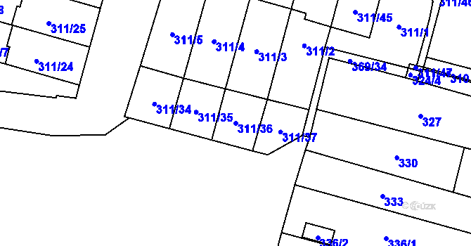 Parcela st. 311/36 v KÚ Holasice, Katastrální mapa