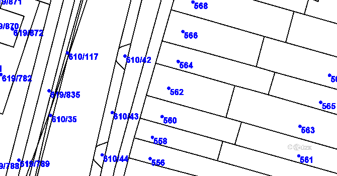 Parcela st. 562 v KÚ Holasice, Katastrální mapa