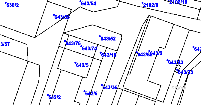 Parcela st. 643/18 v KÚ Holasice, Katastrální mapa