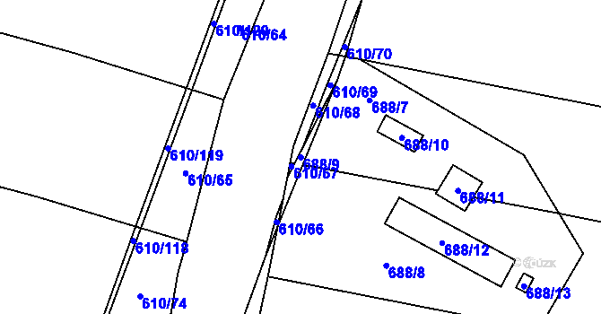 Parcela st. 688/9 v KÚ Holasice, Katastrální mapa