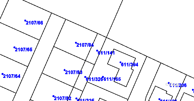 Parcela st. 611/141 v KÚ Holasice, Katastrální mapa