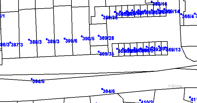 Parcela st. 369/35 v KÚ Holasice, Katastrální mapa