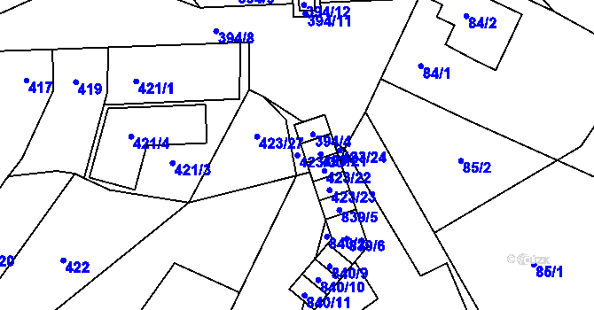 Parcela st. 423/30 v KÚ Holasice, Katastrální mapa