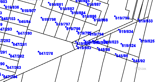 Parcela st. 645/87 v KÚ Holasice, Katastrální mapa