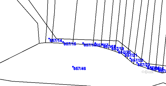 Parcela st. 657/16 v KÚ Holasice, Katastrální mapa
