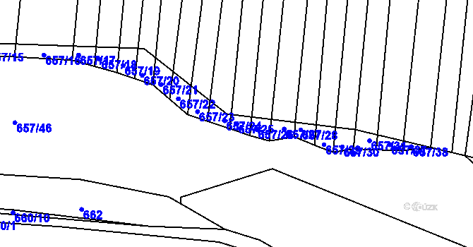 Parcela st. 657/25 v KÚ Holasice, Katastrální mapa