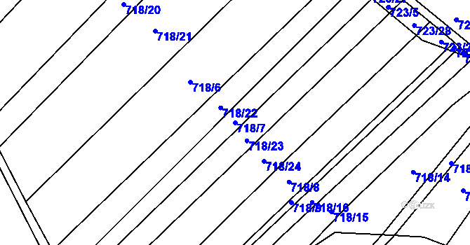 Parcela st. 718/7 v KÚ Holasice, Katastrální mapa