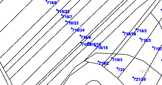 Parcela st. 718/9 v KÚ Holasice, Katastrální mapa
