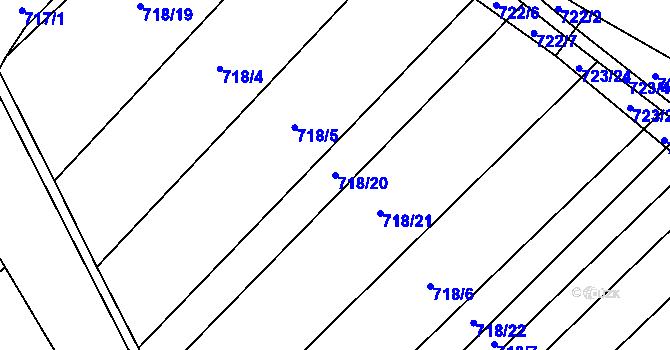 Parcela st. 718/20 v KÚ Holasice, Katastrální mapa