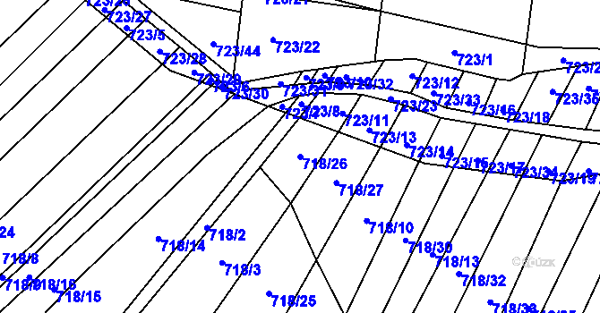 Parcela st. 718/26 v KÚ Holasice, Katastrální mapa