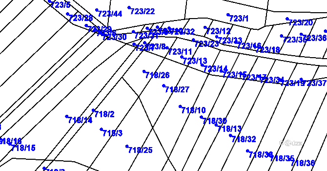Parcela st. 718/27 v KÚ Holasice, Katastrální mapa