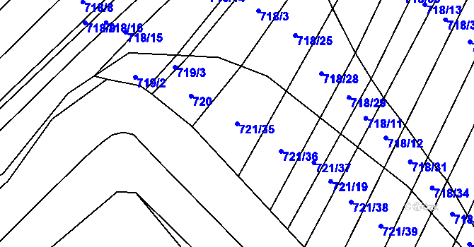 Parcela st. 721/35 v KÚ Holasice, Katastrální mapa