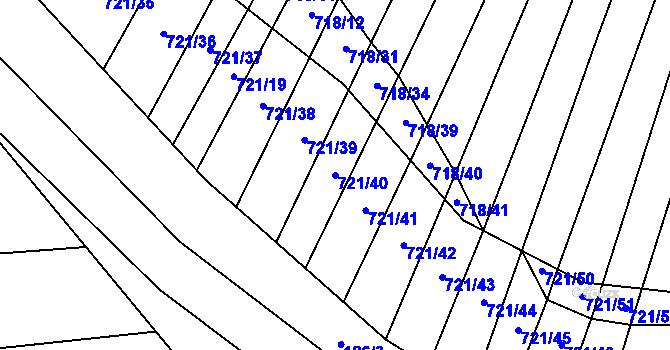 Parcela st. 721/40 v KÚ Holasice, Katastrální mapa