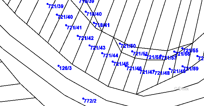 Parcela st. 721/44 v KÚ Holasice, Katastrální mapa