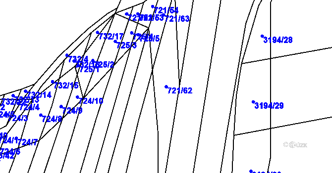 Parcela st. 721/62 v KÚ Holasice, Katastrální mapa
