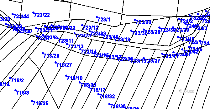 Parcela st. 723/17 v KÚ Holasice, Katastrální mapa