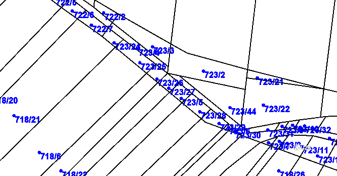 Parcela st. 723/27 v KÚ Holasice, Katastrální mapa